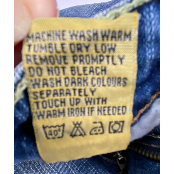 Y2K Vintage Bonage Juniors Women 9/10 Rainbow Embroidered Jeans Blue Low Rise - Picture 11 of 16